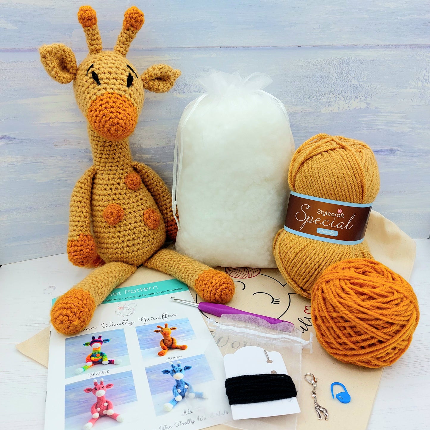 Giraffe Crochet Kit - Complete Beginner Kit with Video Tutorials