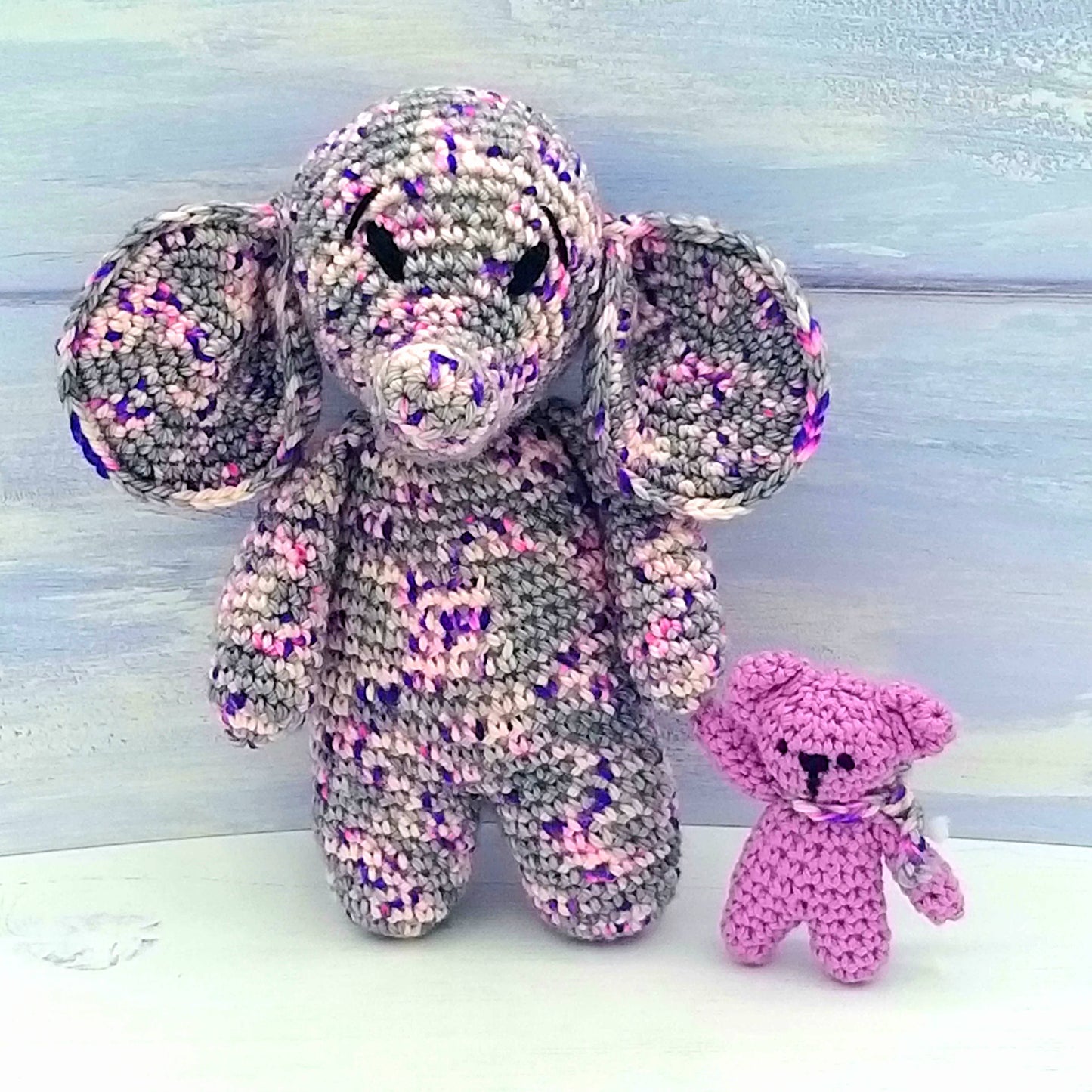 Elephant and baby teddy bear crochet toys