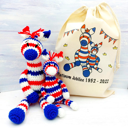ON SALE SPECIAL!  Red, white and Blue Zebras Crochet Kit