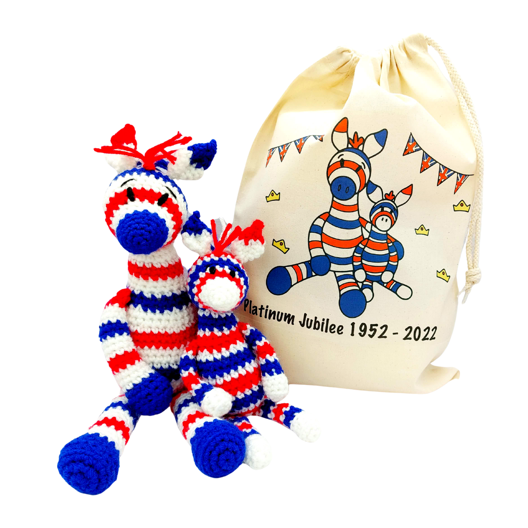 ON SALE SPECIAL!  Red, white and Blue Zebras Crochet Kit