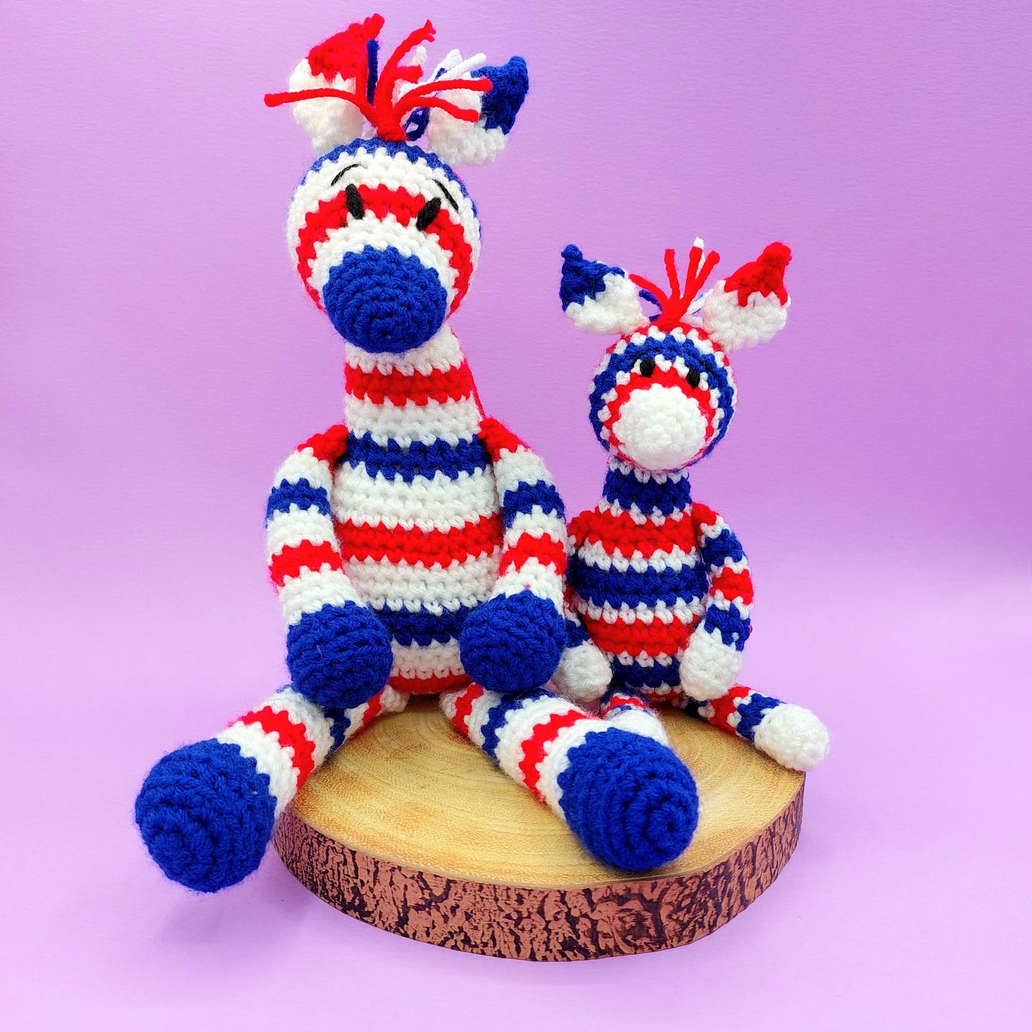 ON SALE SPECIAL!  Red, white and Blue Zebras Crochet Kit