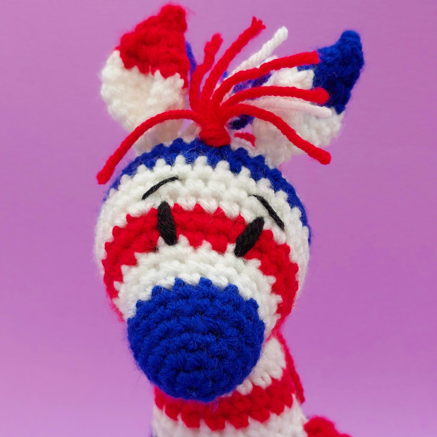 ON SALE SPECIAL!  Red, white and Blue Zebras Crochet Kit