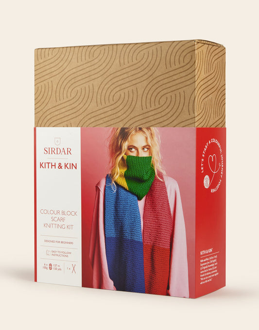 Sirdar Kith & Kin Beginners Colour Block Scarf Knitting Kit
