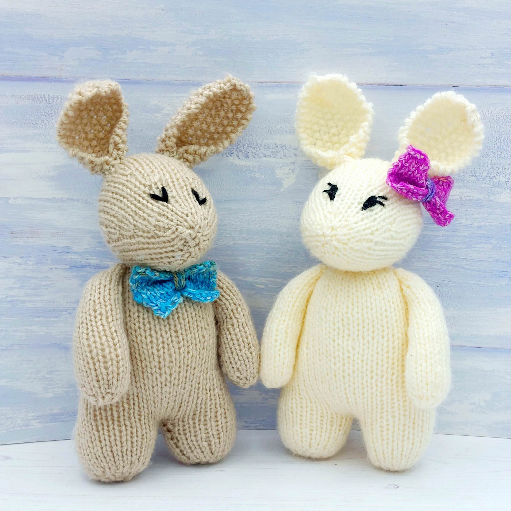 Finished Arthur & Betsy Knitted Bunnies