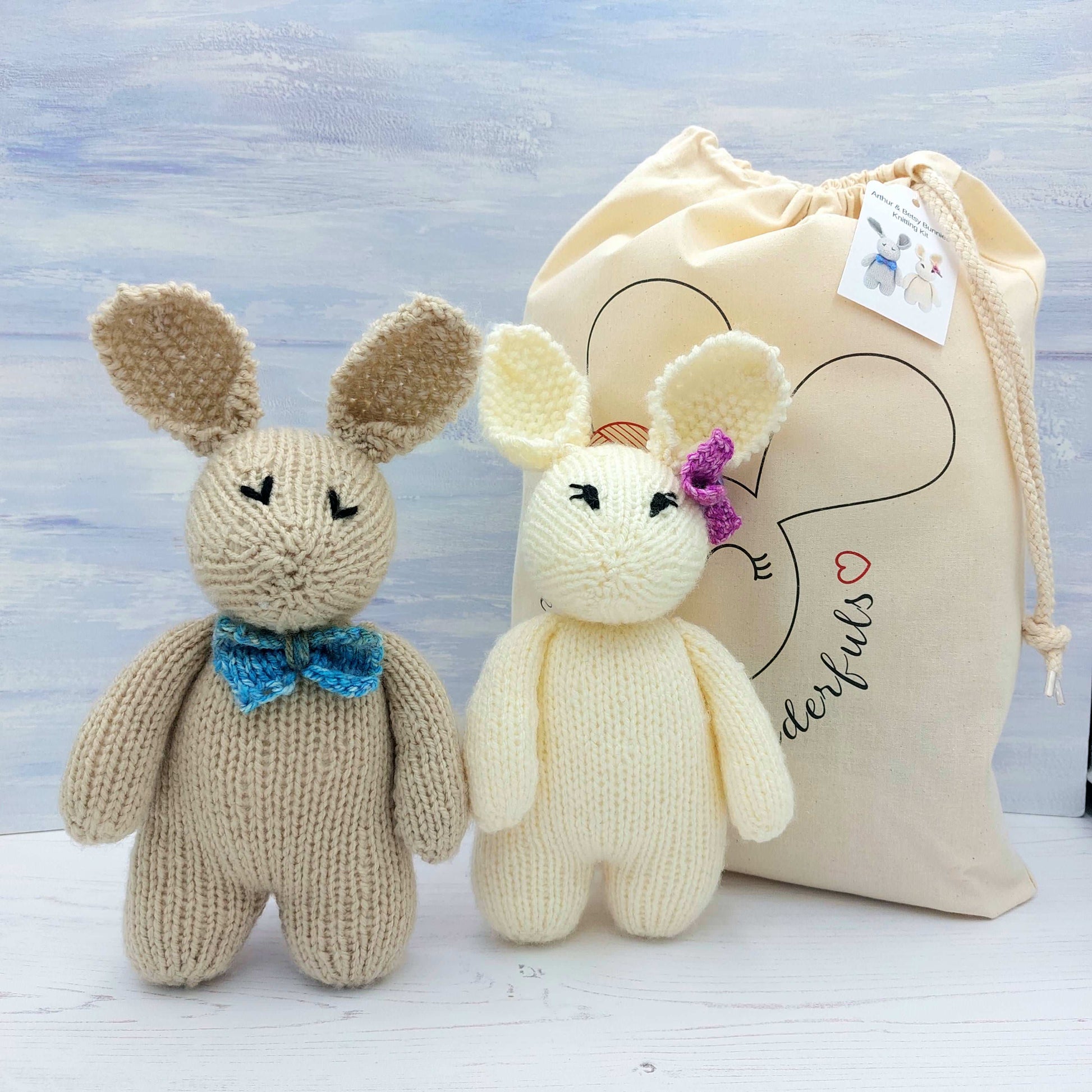 Rabbit Knitting Kit for Beginners with project bag
