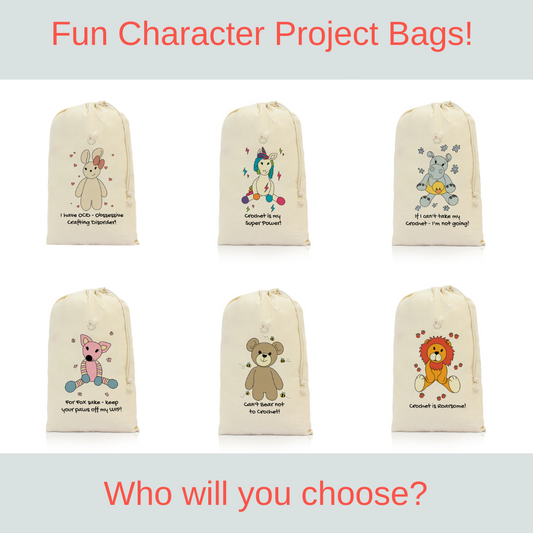 Project Bag - Fun Crochet and Craft Lovers Project 100% Cotton Bag Gift