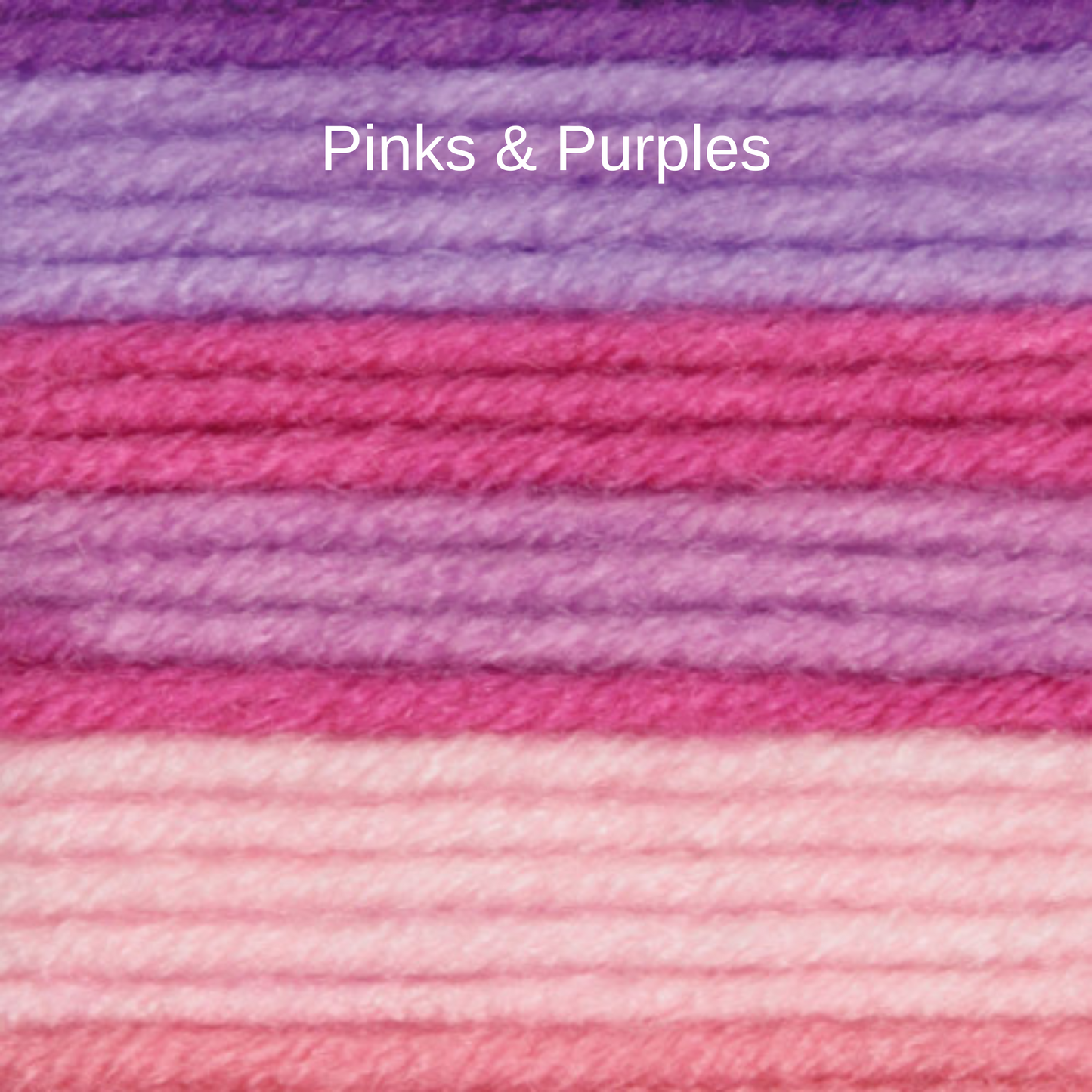 Colours in Pinks & Purples Wool option - dark and light purple, light pink and dark pink