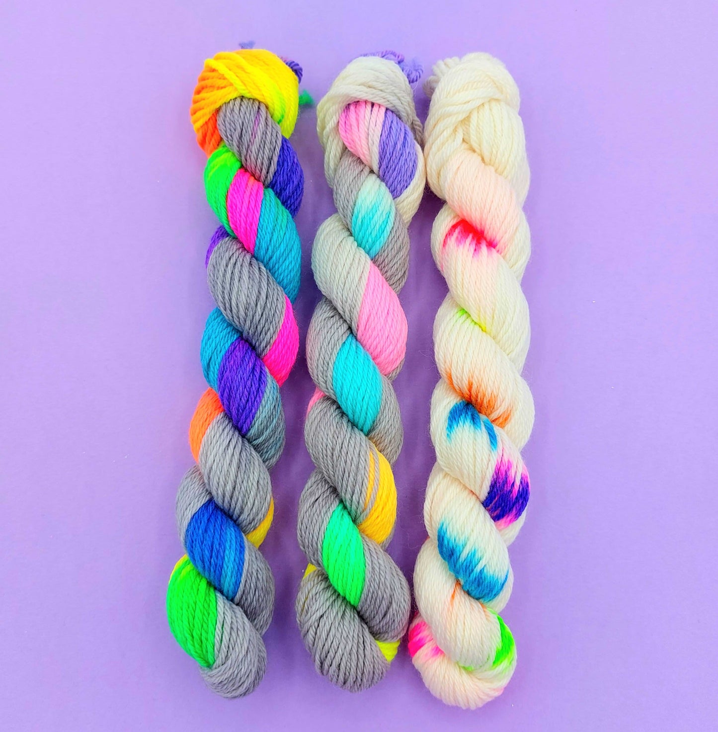 Set of 3 Merino Hand-dyed Wool Skeins