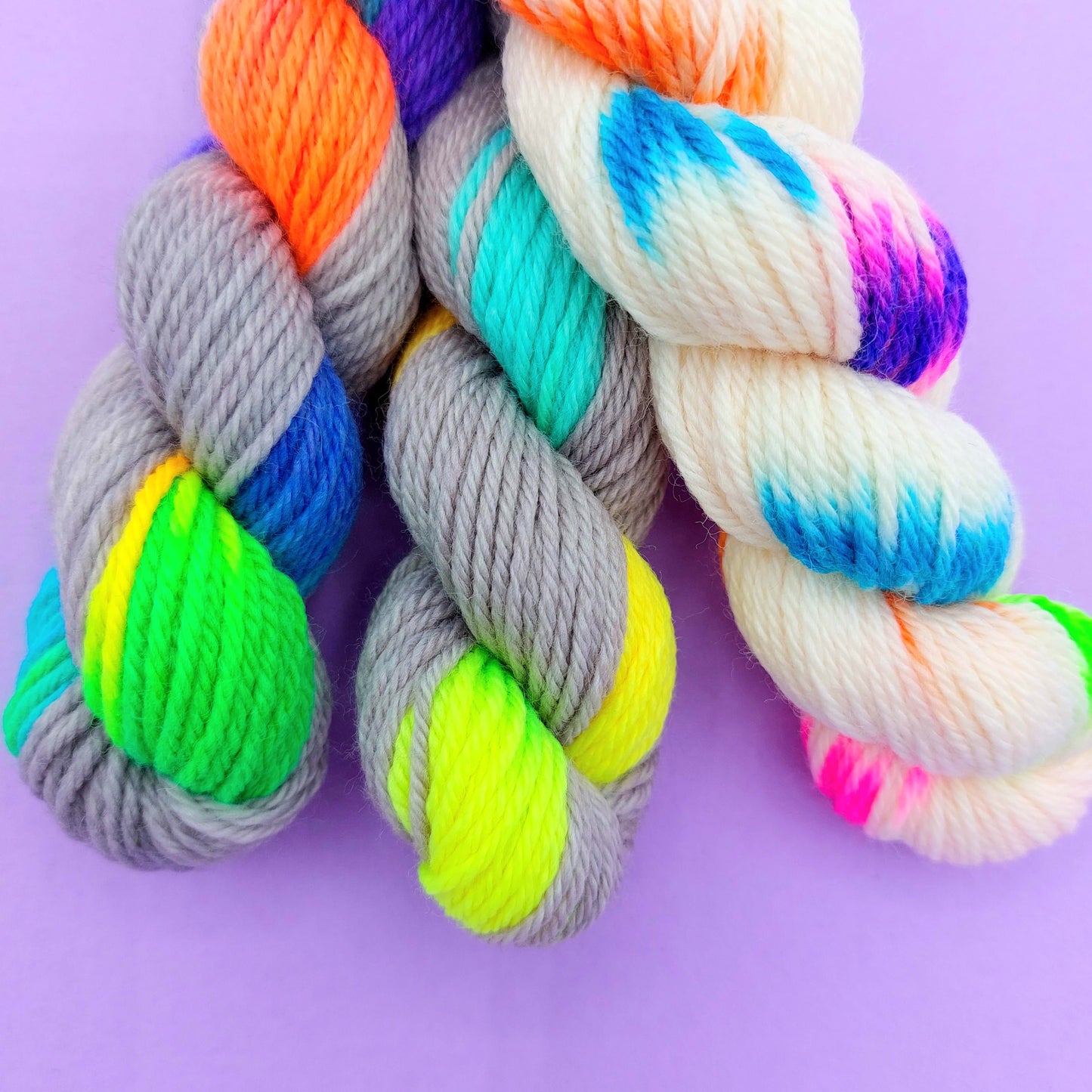 Set of 3 Merino Hand-dyed Wool Skeins