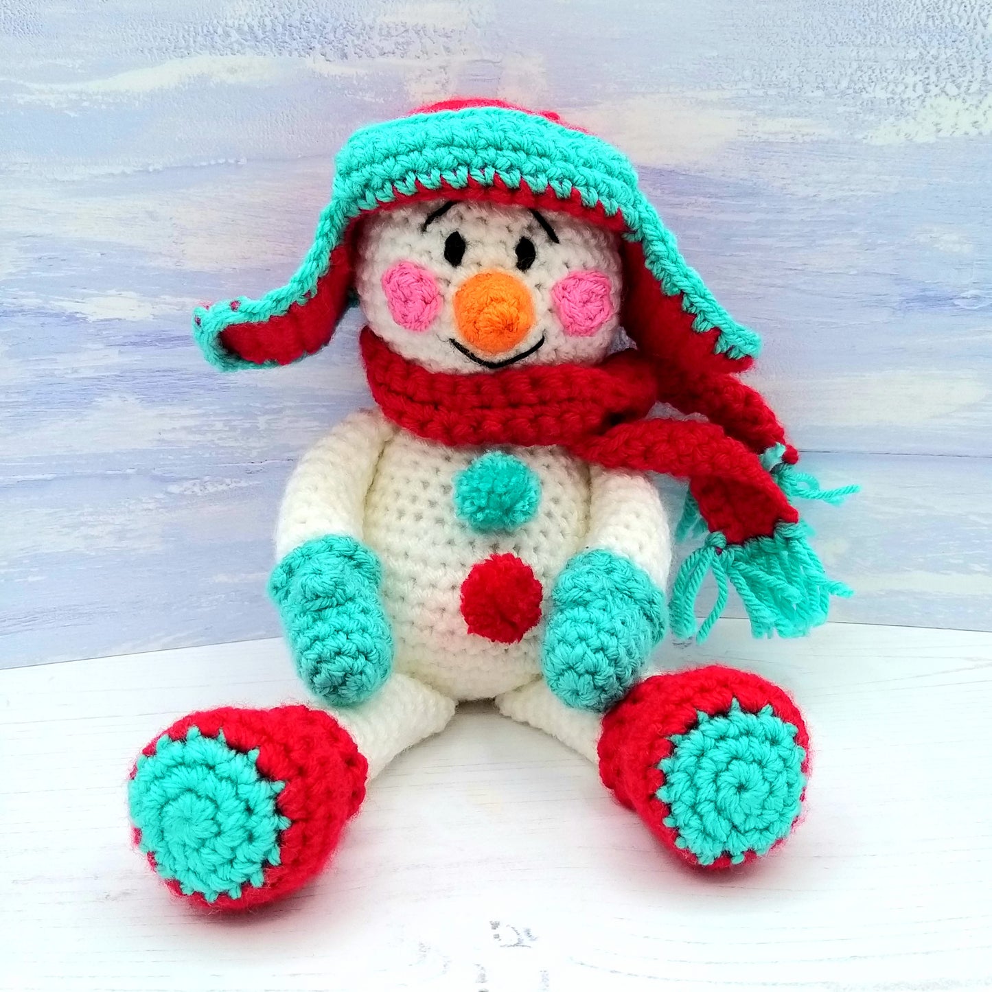Sitting Crochet Snowman