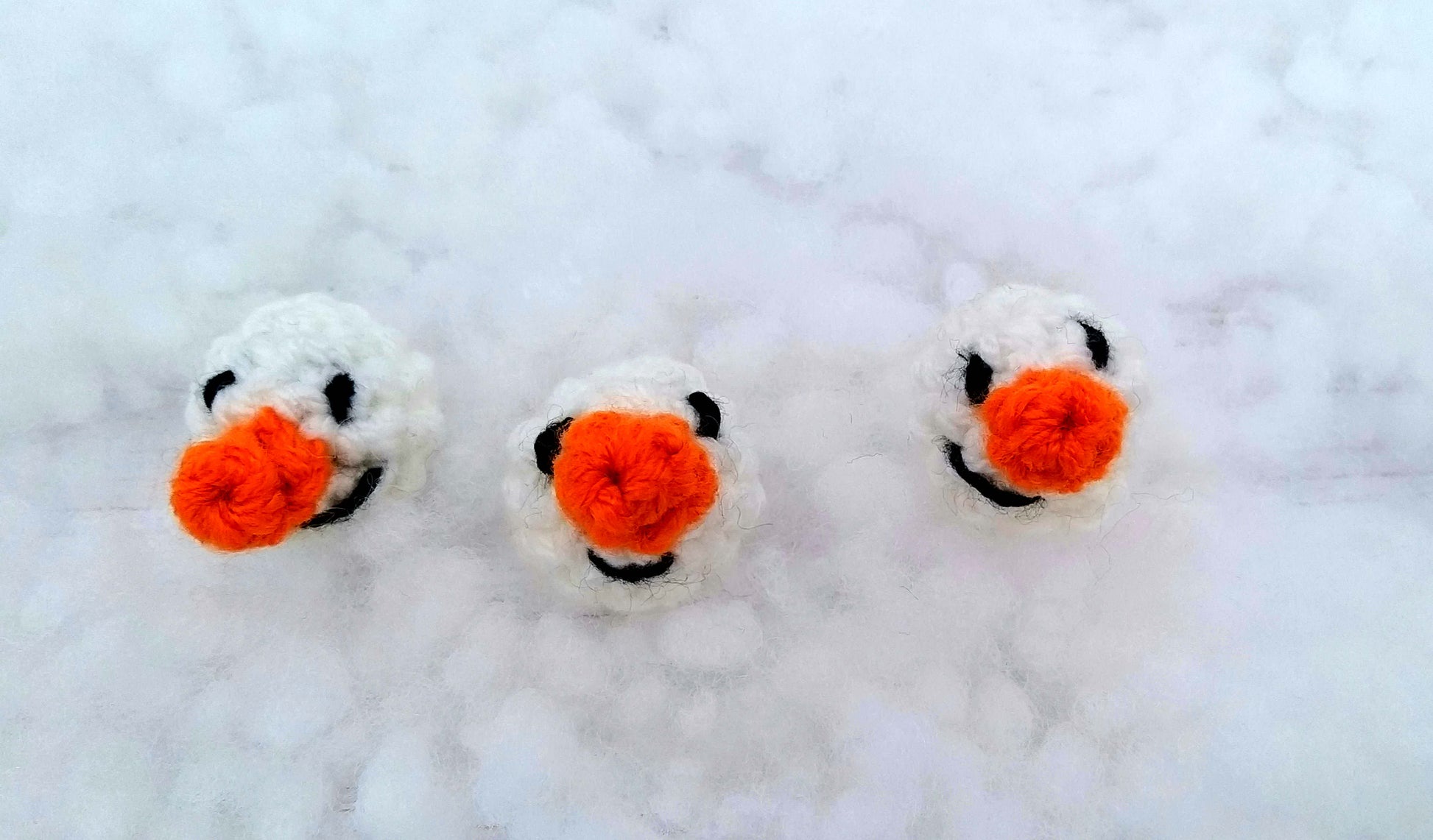 Close up of silly snowman snowballs