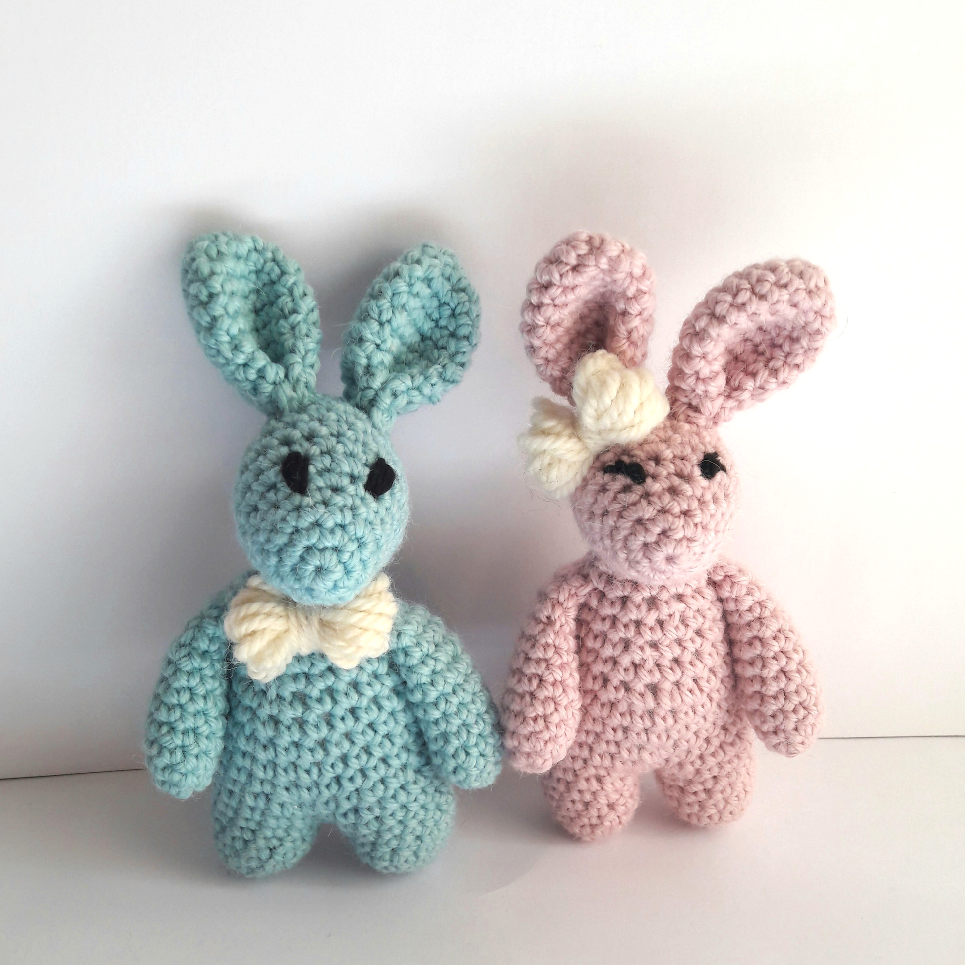 Crochet Rabbits - Pink and Blue