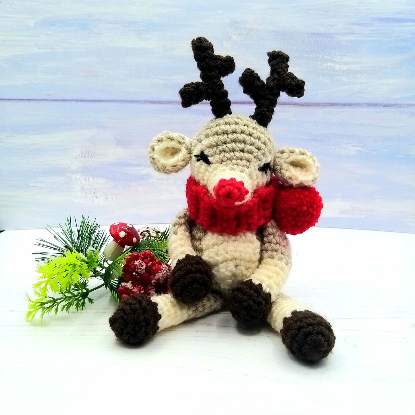 Baby Crochet Reindeer with Scarf on