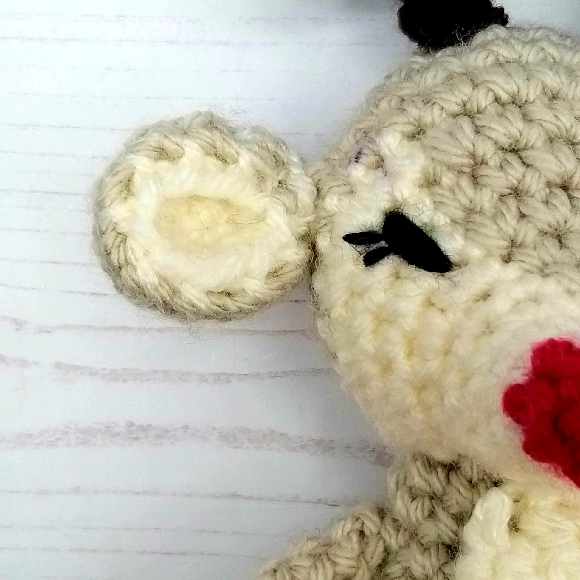 Close up Crochet stitching Reindeer ear