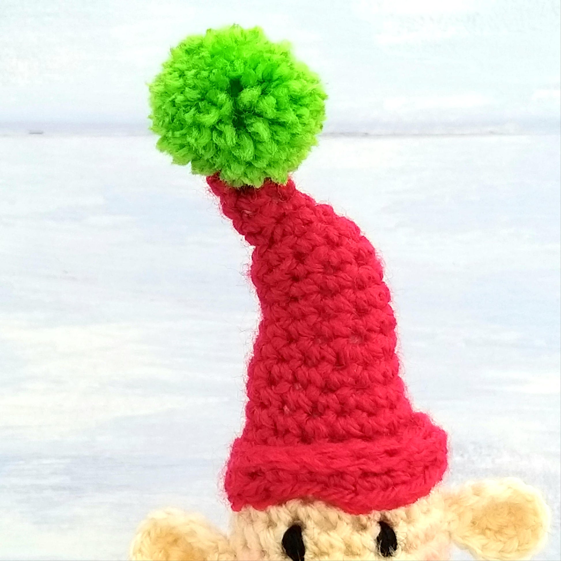 Close up of Elves Crochet Hat