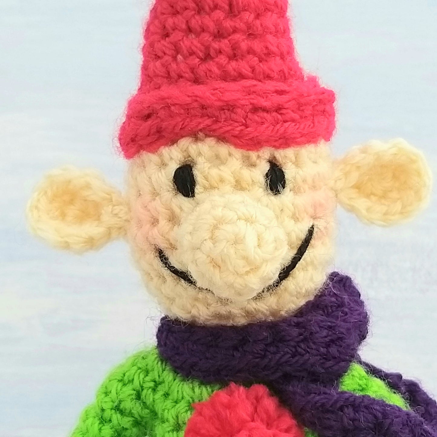 Close up of Crochet Elves Face