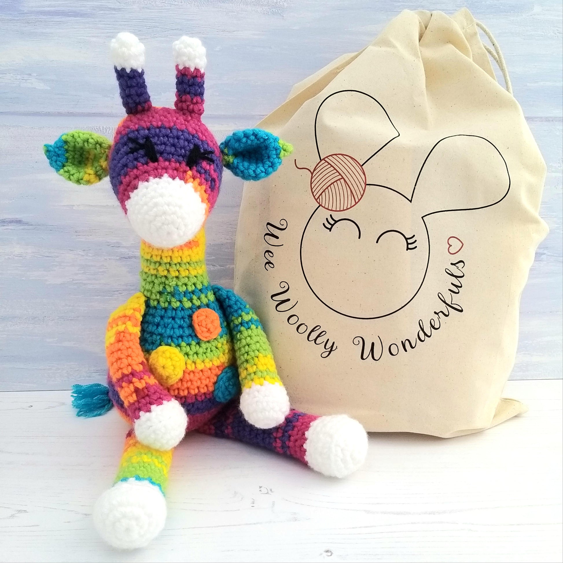 Sherbet Rainbow Crochet Giraffe - Beginners Kit
